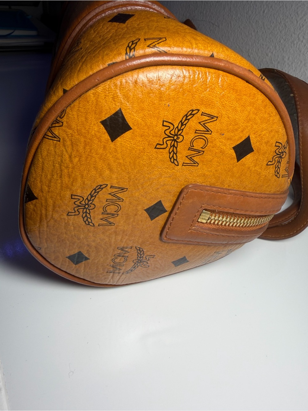 COA included - MCM Cognac Visetos Papillon Shoulder Bag with Black Monogram - Picture 11 of 16